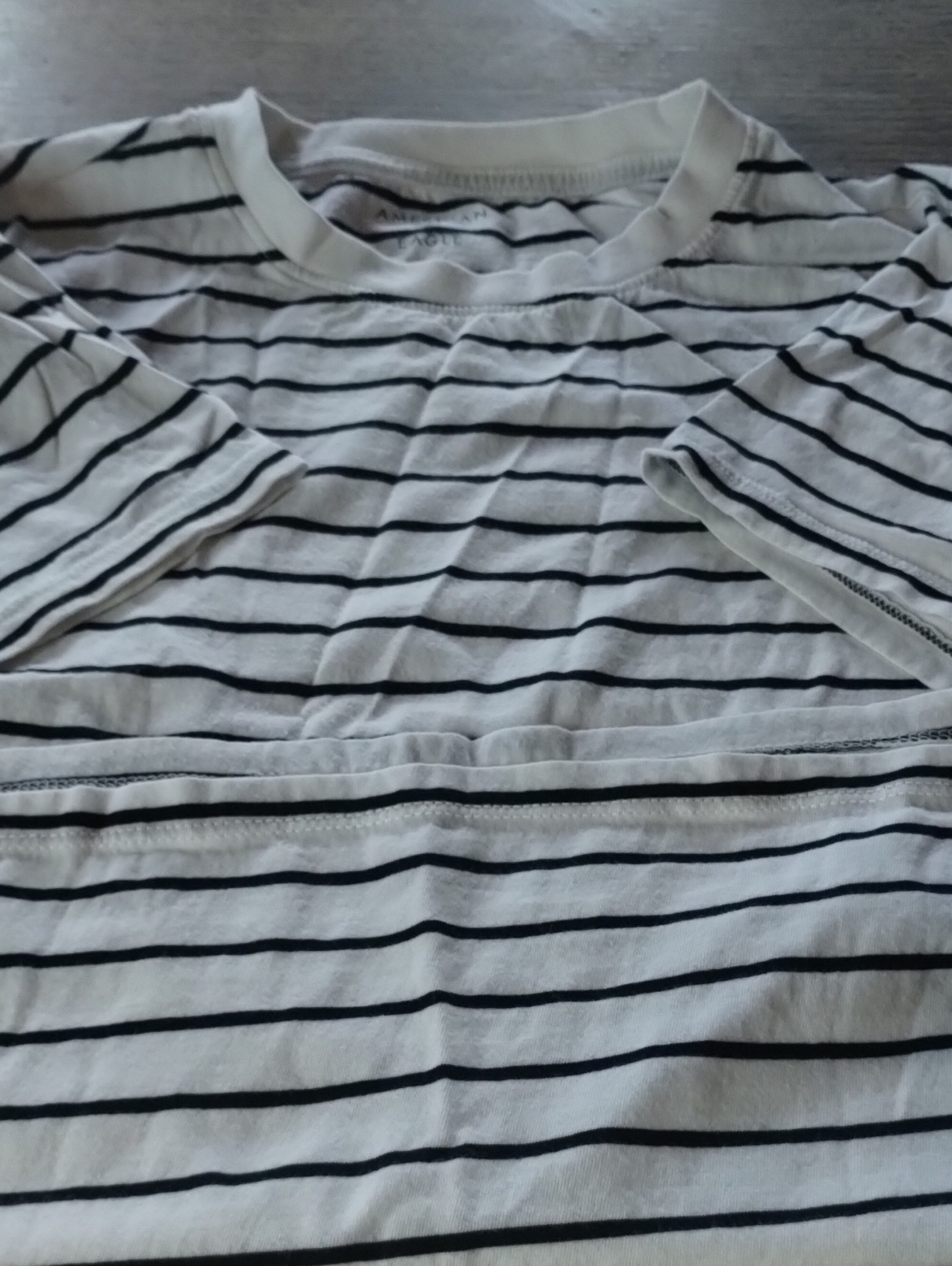American Eagle Outfitters White Short-Sleeve Tee with Black Stripes